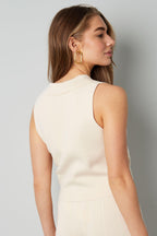 Viscose Women's Sleeveless Top V-Neck Buttoned Front