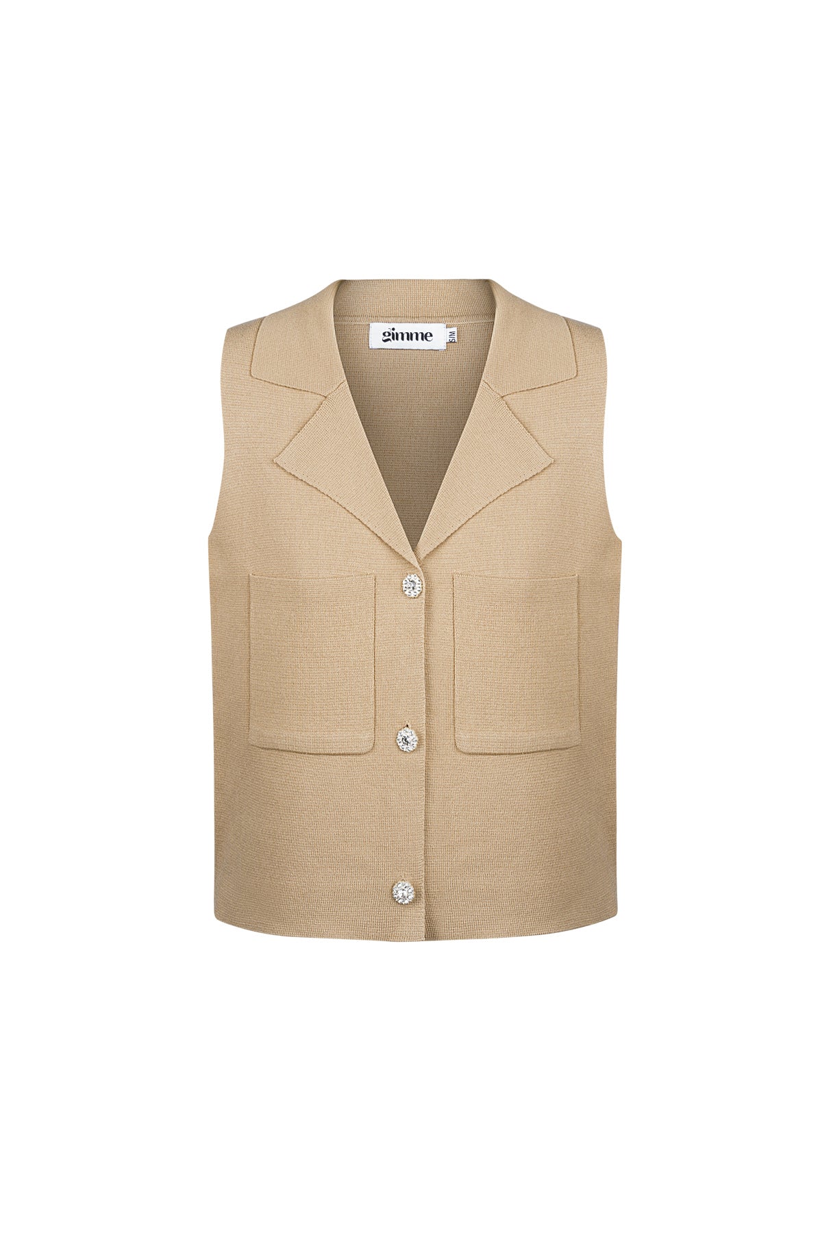 Viscose Women's Sleeveless Top V-Neck Buttoned Front