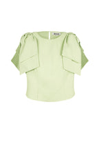 Polyester Women's Short Sleeve Top Ruffle Shoulder Design