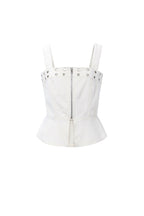 Eyelet Statement Denim Top