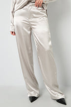 Woven Polyester Fiber Women's Straight Pants Casual Solid Color Fall/Winter