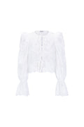 Cotton Woven Women's Long Sleeve Top Casual Cutout